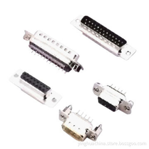 D-sub Connectors 9/15/25/37/50pins Male/Female PCB, Straight Stamped Pin Through Hole Hex Screw